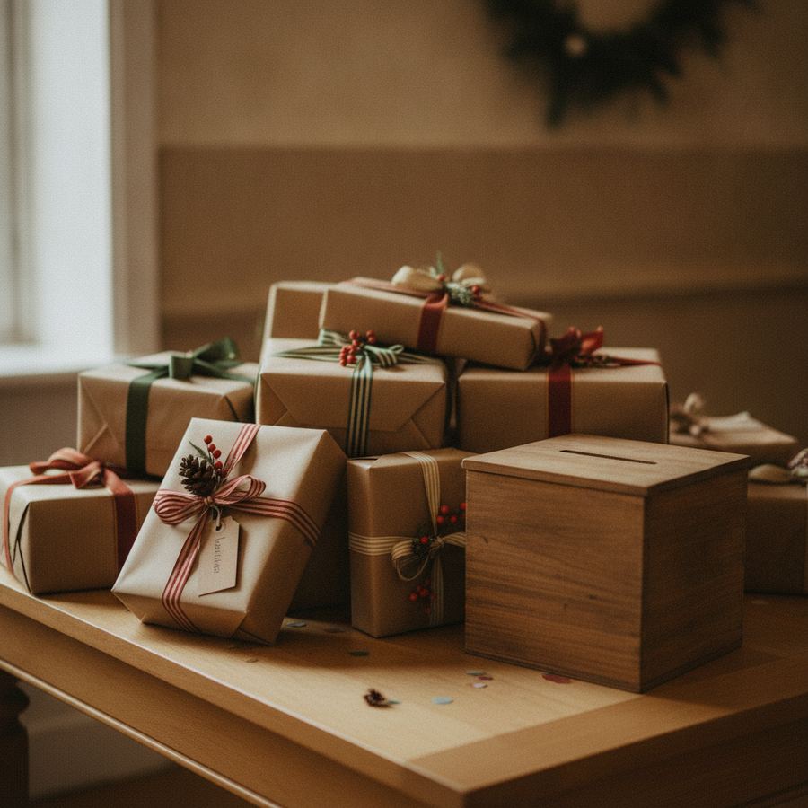 La pile de cadeaux — Camille n'a pas encore tout ouvert.