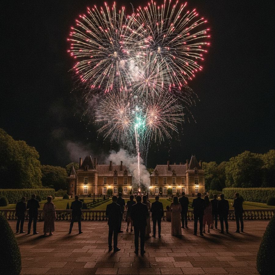 Les feux d'artifice de minuit depuis le rooftop.